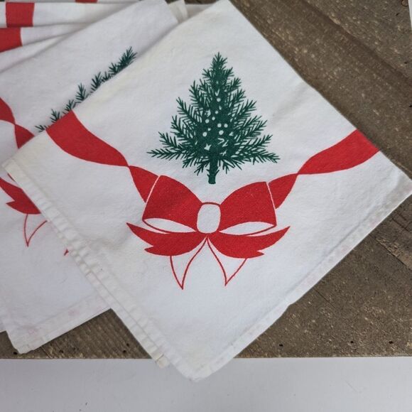 Christmas table napkins, fabric, handkerchief, dinner table napkins vintage - Picture 1 of 6